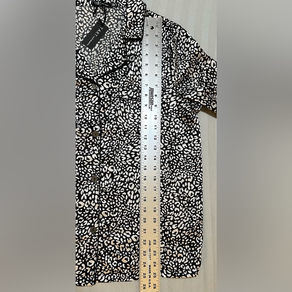 Tart 2 Pc Pajamas Set Long Sleeve & Pants Black & White Satin NEW WITH TAGS - Picture 8 of 10